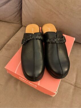 Easy Spirit Penelope Black Braided Slip-On Clogs